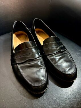 Ferragamo Black Leather Men's Penny Loafers